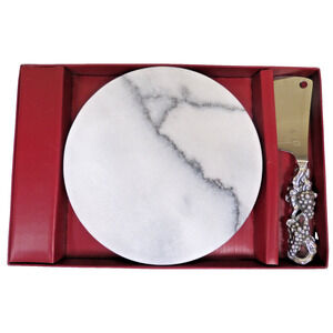 Arthur Court Grape Gift Cheese Set W/ 7 Inch Marble Cheese Board & Knife In Box
